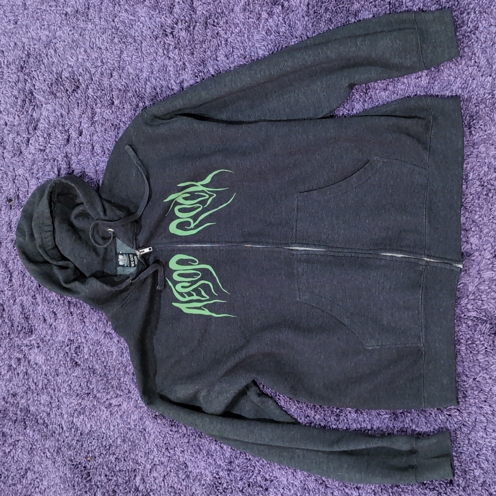 Rare Aesop Rock Rhymesayers Impossible Kid Cat Zip Hoodie Gray XXL 2XL Hip Hop